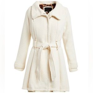 Steve Madden Belted Drama Coat ivory size L